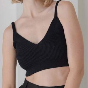 Laude The Label Black‎ Ribbed Knit Alpaca Crop Top Sz S